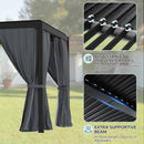 LVUYOYO Louvered Pergola 10' x 10', Outdoor Pergola with Adjustable Roof, Patio Aluminum Frame Metal Gazebo with Curtains and Netting for Patio, Backyard, Garden, Deck (Black)