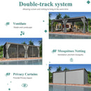 YOLENY Louvered Pergola 12x24, All Aluminum Pergola with Adjustable Rainproof Roof, Outdoor Pergola with Curtains and Nets for Patio & Garden, Dark Grey