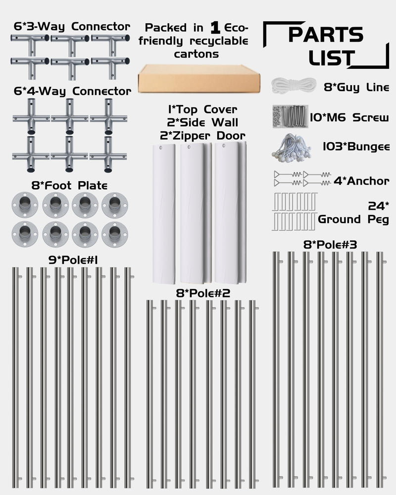 Hipicute 12' x 20' x 11' Heavy-Duty Portable Garage with Canopy Roof, Front and Back Doors, Roll-Up Windows, Portable Carport Reinforced Structure for Cars, Trucks, Boats, and Parties - White