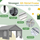 EROMMY 12' x 24' Heavy Duty Carport，Portable Garage with UV Protection & Steel Frame, Car Port with Removable Sidewalls, All-Season Car Canopy for Tractor, Truck, Boat, Outer Gray and Inner White