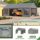 EROMMY 12' x 24' Heavy Duty Carport，Portable Garage with UV Protection & Steel Frame, Car Port with Removable Sidewalls, All-Season Car Canopy for Tractor, Truck, Boat, Outer Gray and Inner White