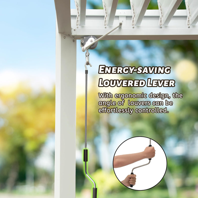 Domi Louvered Pergola 10X10FT, Aluminum Pergola with Adjustable Louvered Roof and Drainage Gutter, Outdoor Pergola Gazebo for Patio, Backyard, Deck, White