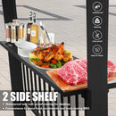 Domi 6.5x12FT Hardtop Grill Gazebo, Outdoor BBQ Gazebo with Galvanized Steel Sloping Roof, Metal Permanent Sun Shade Grill Canopy Shelter with 2 Side Shelves and Ceiling Hooks for Patio Yard, Gray