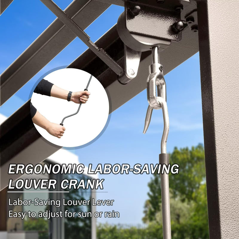 Domi Outdoor Louvered Pergola 10x20FT with Adjustable Steel Roof, Outdoor Aluminum Frame Rainproof Pergola for Backyard, Garden and Lawn,Brown