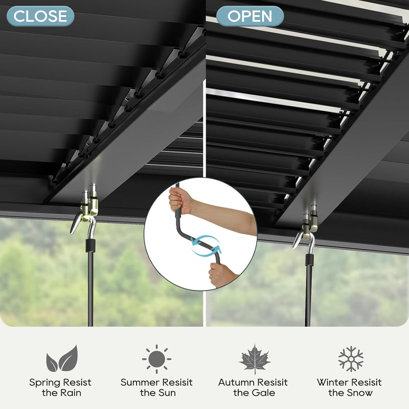 Outdoor Louvered Pergola 10' x 10', Aluminum Louvered Pergola with Adjustable Roof, Adjustable Pergolas for Outdoor Deck, Patio, Lawn & Garden