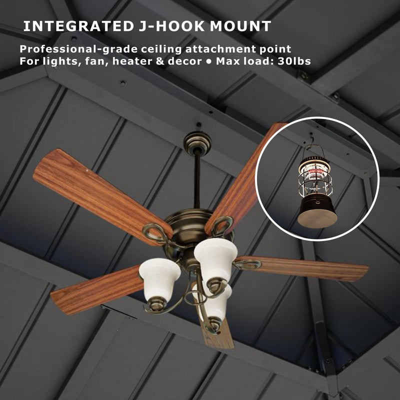 Oasisphere 10x12 Wood Gazebo, Cedar Wood Hardtop Pavilion with Double-Layer Galvanized Steel Roof, 120mm Thick Wooden Posts for Patio, Backyard, Garden, Deck