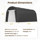 FansaFurn Carport, 10X20 Ft Round Portable Garage, Steel Heavy Duty Carport with Ground Stakes, Tensioner and 2 Roll Up Windows PE Fabric Car Port, Garage, Storage Shed, Tent for Storage, SUV