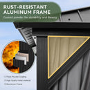 Aoxun 10' X 12' Hardtop Gazebo, Aluminum Outdoor Gazebo with Galvanized Steel Double Roof Canopy, Permanent Metal Pavilion with Privacy Curtain and Netting, for Garden, Backyard, Square Foundation