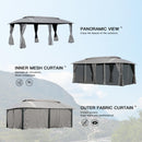 Domi Gazebo 10x20FT, Outdoor Gazebo with Double Roofs, Privacy Curtains, Mosquito Nettings, Heavy Duty Metal Frame Party Tent Canopy for Patio, Backyard, Deck, Lawn, Grey