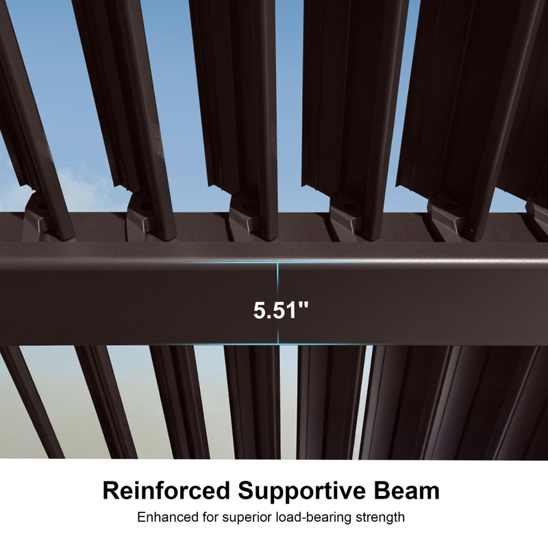 PURPLE LEAF 10' x 16' Louvered Pergola Outdoor Adjustable Louvre Shade Modern Patio Aluminum Pergola with Retractable Roof for Deck Backyard Garden Hardtop Gazebo