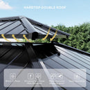 SOLUMIA 10’x12’ Hardtop Gazebo, Galvanized Steel Double Roof Canopy with Aluminum Frame, Outdoor Pavilion with Nettings and Curtains