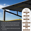 EBE 12' x 12' Hardtop Gazebo, Heavy Duty Lean to Metal Gazebos Outdoor Pergola, Wall Mounted Gazebo with Galvanized Steel, Patio Roof Awning for Patio, Deck, Backyard