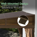 SHPAI 12’ x 20’ Lean to Gazebo, Outdoor Wall Mounted Gazebo Aluminum Frame, Hardtop Pergola with Galvanized Steel Sloping Roof for Patio Deck Garden Backyard, Curtain and Netting Included