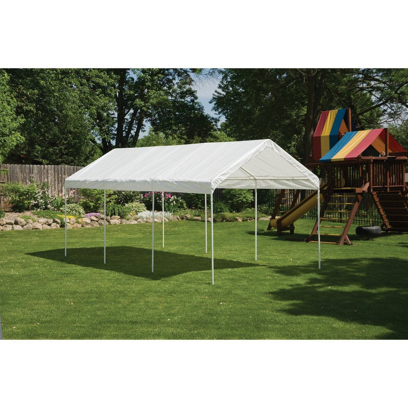 ShelterLogic 10' x 20' MaxAP Canopy Series Compact Outdoor Easy to Assemble Steel Metal Frame Canopy with 50+ UPF Sun Protection and Waterproof Cover, white (23522)