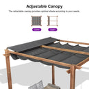 PURPLE LEAF 10' x 10' Outdoor Retractable Pergola with Sun Shade Canopy Patio Metal Shelter for Garden Porch Pavilion Natural Wood Grain Frame Aluminum Gazebo Modern Backyard Grill Pergola Gray
