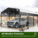 10x15FT Metal Carport, Heavy Duty Car Port Canopy with Iron Roof and Frame, Extra Large Carports Withstand Strong Wind or Heavy Rain, Suitable for Parking Pickup, Boat, Car, and Tractor