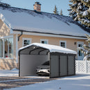 Benass 10x15 Metal Carport, Carport Canopy 10x15 Heavy Duty, Galvanized Steel Roof Car Port with Removable Polyethylene Sidewalls