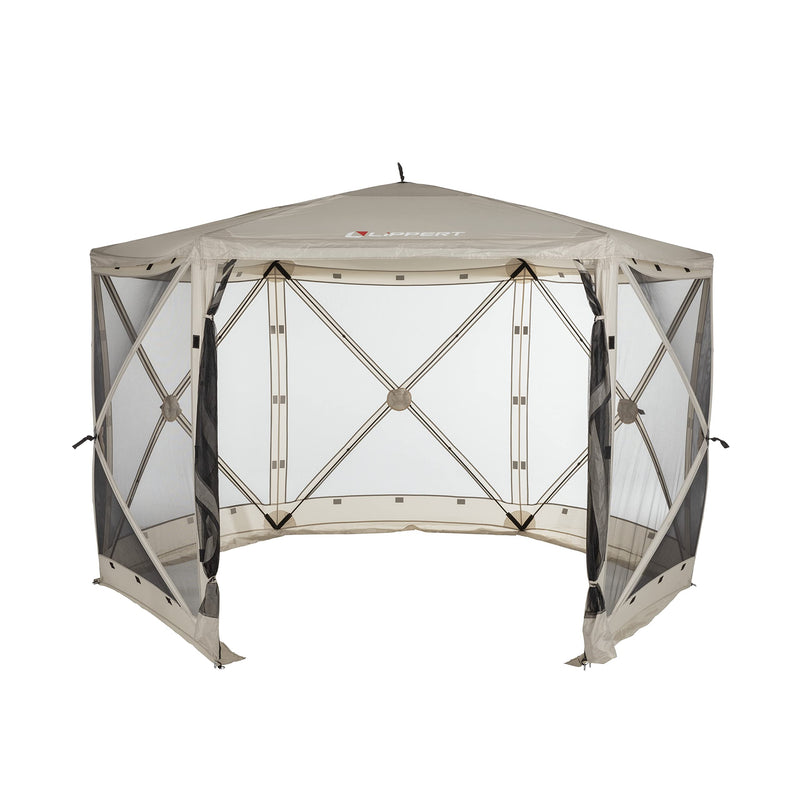 Lippert Picnic Popup Gazebo Tent for Camping, Patios and Easy Outdoor Shelter - 12' x 12', Brown