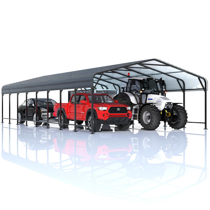 AirWire 20x40 FT Metal Carport Canopy Heavy Duty with Reinforced Base and Galvanized Steel Roof & Frame, Garage Shelter for Cars, Boats and Trucks