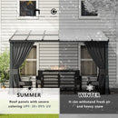 ASJMR 10x28FT Wall Mounted Gazebo Hardtop,Outdoor Wall-Mounted Patio Pergola Metal Frame Double Curtains Gazebo with Sloping Sun Panel Roof for Patio,Garden,Lawn,Pool,Backyard Deck, Sand