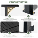 Aoxun 10' x 14' Lean to Gazebo, Upgraded Hardtop Outdoor Pergola with Sloping Galvanized Steel Roof, Large Wall-Mounted Heavy Duty Awnings for Patio, Backyard, Deck, Porch (Black)