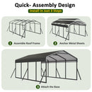 DAUSOLA Carport 12x20 FT Heavy Duty Carports Canopy with Updated Frame Structure Galvanized Steel Roof and Enhanced Base, Metal Carport Garage for Pickup, Boat, Car and Tractors