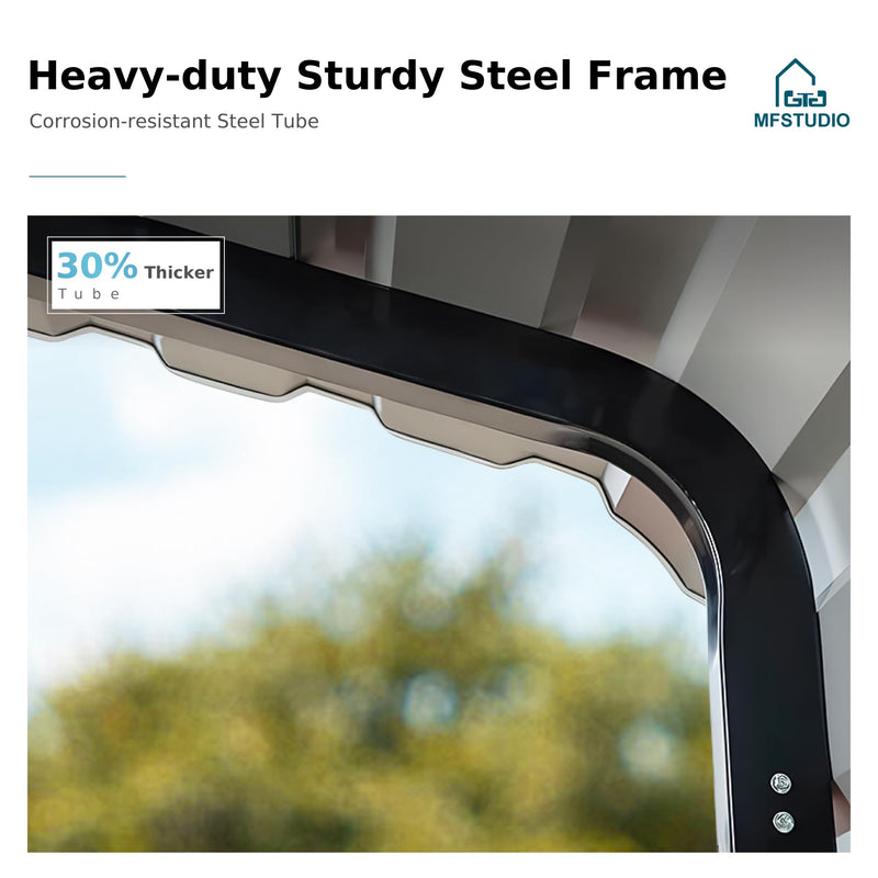 MFSTUDIO Carport 10x15 ft, Outdoor Heavy Duty Carports with Sidewalls, Metal Shed Canopy Shelters Garage Shelter Shade Car Ports with Galvanized Roof for Cars, Truck and Boats