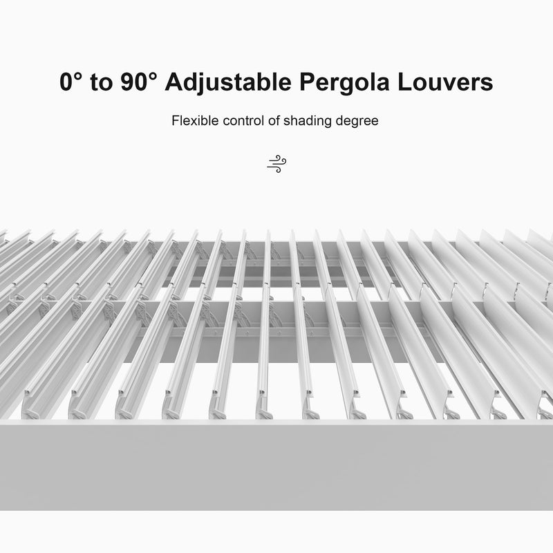 PURPLE LEAF Outdoor Louvered Pergola 12' x 12' White Aluminum Pergola Modern Shade Gazebo with 2 Independently Adjustable Rainproof Hardtop for Patio Garden Yard