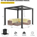 Outdoor Louvered Pergola 10' x 10', Aluminum Louvered Pergola with Adjustable Roof, Adjustable Pergolas for Outdoor Deck, Patio, Lawn & Garden