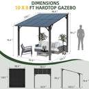 Vongrasig 10’ x 8’ Gazebo for Patio, Large Wall-Mounted Pergola Gazebo on Clearance, Outdoor Lean to Awnings for Backyard, Deck, Patio