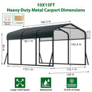 Hipicute 10' x 15' x 8.5' Heavy Duty Metal Carport with Galvanized Steel Roof, Steel Carport Kits Outdoor with Metal Roof, Galvanized Car Shelter for Tractors, Pickup, Boat, Car