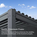 Domi Outdoor Louvered Pergola 10x20FT with Adjustable Steel Roof, Outdoor Aluminum Frame Rainproof Pergola for Backyard, Garden and Lawn,Dark Gray