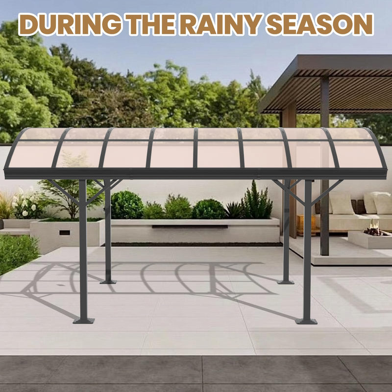 BUPPLEE Heavy Duty Metal Carport Kit 10 x 15 ft, Aluminum Carport with UV50+Resistant PC Sunlight Panels,Sturdy Metal Carports for Cars, Boats,Outdoor Storage Shed,Anti Rust Awning,Snow