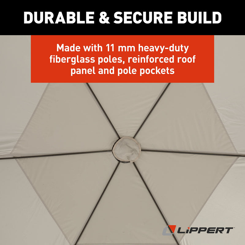 Lippert Picnic Popup Gazebo Tent for Camping, Patios and Easy Outdoor Shelter - 12' x 12', Brown