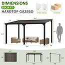 DAUSOLA 10x14 FT Gazebo Pergola for Patio, Gazebos Pergola on Clearance with Sloped Roof, Hard Top Lean to Gazebo, Large Wall-Mounted Heavy Duty Awnings for Patio, Backyard, Deck