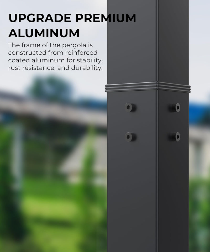 GAOMON 10x10 Ft Outdoor Aluminum Pergola with Upgraded Retractable Canopy, Outdoor Shelter Suitable for Gardens, Backyard, Lawn, Deck - Khaki.