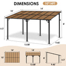 Arlopu 10'x 14' Gazebo Pergola, Outdoor Aluminum Lean to Hard Top with Sloped Roof, Large Wall-Mounted Heavy Duty Awnings for Patio, Garden, Decks, Backyard and More