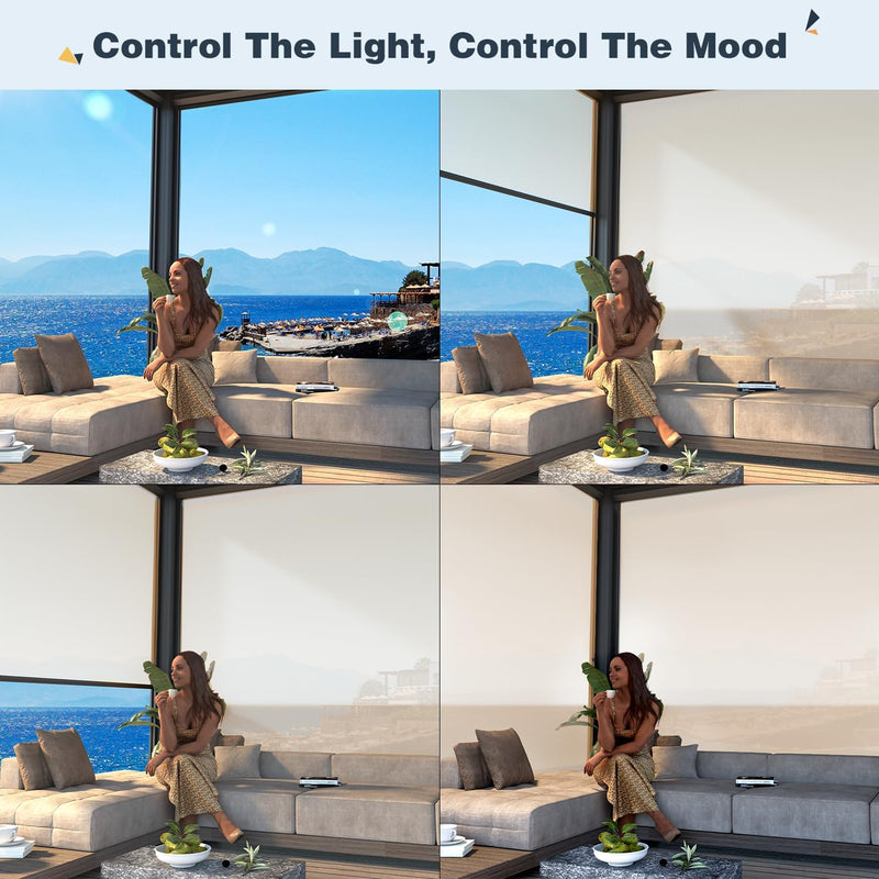 MELLCOM 10x20FT Louvered Pergola with 6 Pull-Down Screens, Aluminum Pergola with Adjustable Rainproof, Dark Gray