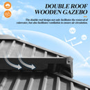 13’x15’ Outdoor Wooden Gazebo - Patio Galvanized Steel Gazebos with Double Vented Roof, Heavy-Duty Cedar Wood Gazebo for Garden, Lawn, Poolside, Backyard Deck
