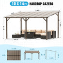 SUNCROWN 10'x14' Hardtop Gazebo, Wall-Mounted Gazebos Pergola, Outdoor Reclining Gazebos with Metal Frame, Lean to Gazebo Metal Awnings for Patio, Deck, Backyard, Porch, Lawns