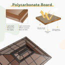 Aoxun 12'x10' Hardtop Gazebo, Aluminum Frame Permanent Pavilion with Curtains and Netting, Outdoor Polycarbonate Double Roof Canopy, Designed for Garden, Lawns, Patio, Brown