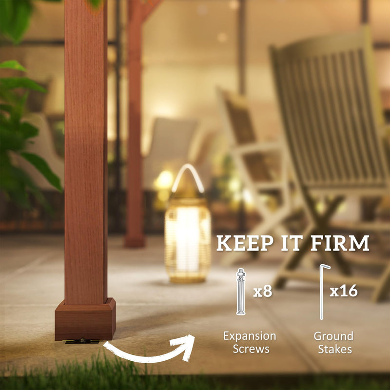 Outsunny 11' x 12.5' Outdoor Wood Pergola with Grape Trellis with Stable Structure for Climbing Plant Support for Patio, Deck, Backyard, Lawn, Brown