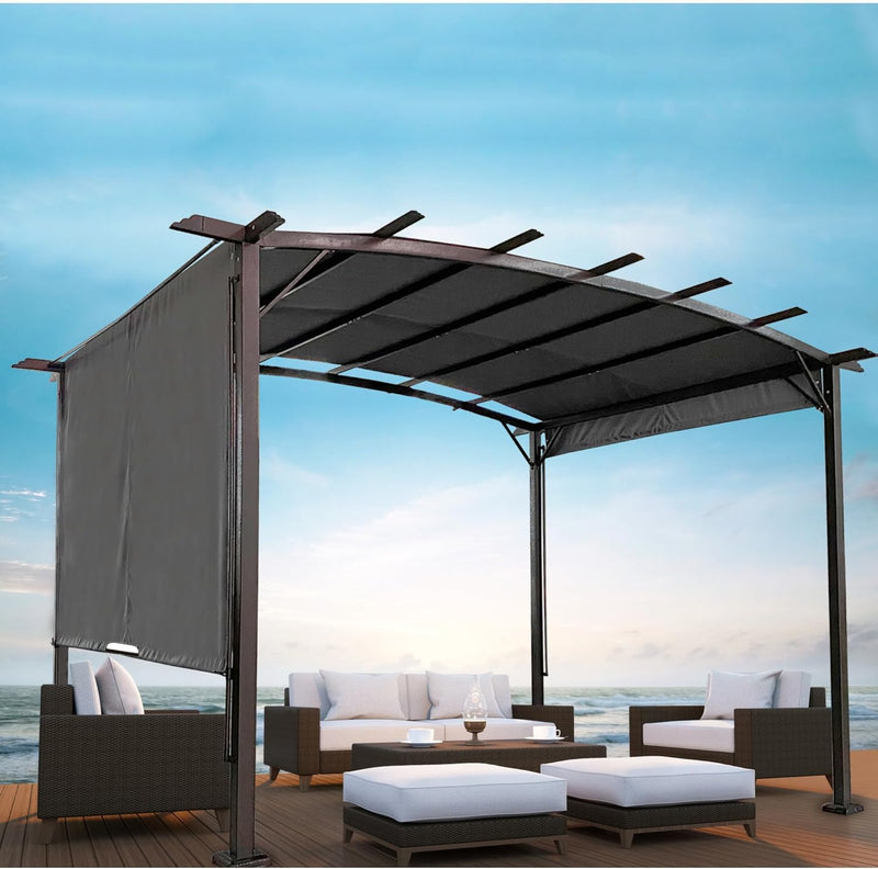 PERFECT GARDEN 12' L x 9' W Outdoor Patio Retractable Canopy Metal Pergola with Adjustable Shade, Metal pergola for Backyards, Gardens, Patios(Grey)