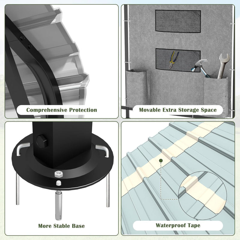 Prime Garden 10'x20'x10' Metal Carport, Heavy Duty Car Port with Enhanced Base Garage, Thickened Outdoor Galvanized Car Shelter for Car, Boats and Truck