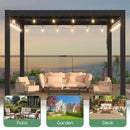 LVUYOYO Outdoor Louvered Pergola 10' x 10' with LED String Lights, Aluminum Pergola with Adjustable Roof, Waterproof Metal Gazebo for Patio, Backyard, Garden, Deck (10x10FT with Lights)