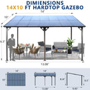 KEIKI 10x14 FT Outdoor Metal Flexible Top Lean to Gazebo Pergola with Sloped Roof, Heavy Duty Wall-Mounted Patio Awnings with Powder-Coated Steel Frame, for Lawn, Garden, Backyard and Deck, Grey