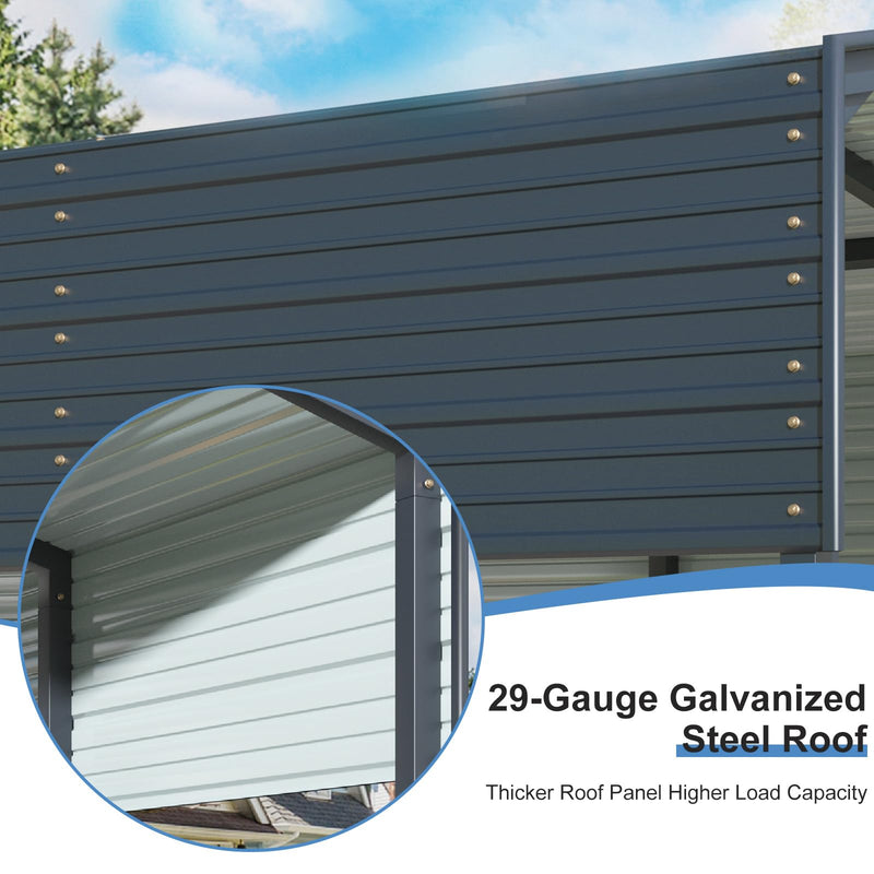 SENYUN Heavy Duty Metal Carport, 10X15 FT Waterproof Carport Canopy with Galvanized Steel Frame and Roof Sunshade Garage Car Shelter for Trucks, Boats, Tractors