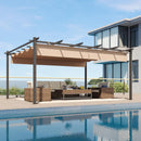 Aoxun 12x16 Outdoor Pergola, Patio Aluminum Pergola with Upgraded Retractable Canopy, Heavy Duty Metal Pergolas and Gazebos with Adjustable Sun Shade Cover for Modern Backyard, Deck, Garden