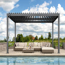 Louvered Pergola, 10 x 10 Aluminum Pergola, Outdoor Modern Design with Adjustable Roof and Hidden Drainage System, Durable for Gardens,Garden Yard, Deck (Dark Gray, 10x10)