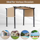 Outsunny 8' x 10' Retractable Pergola Canopy Steel Frame Polyester Fabric Gazebo with Retractable Canopy Shade Awning